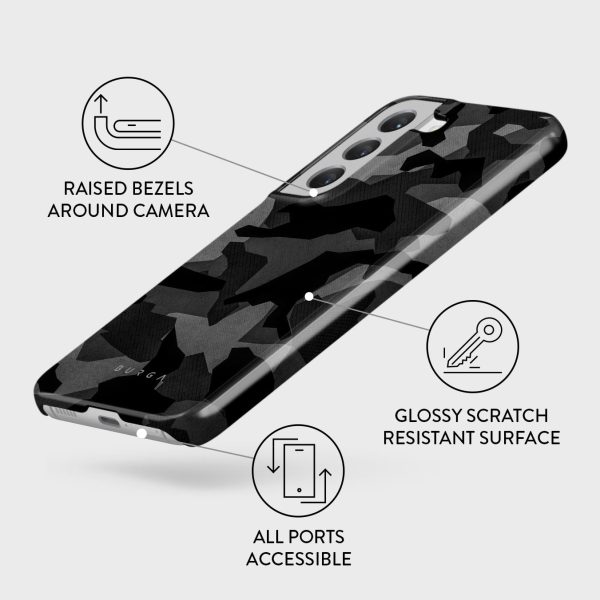 Night Black Camouflage - Samsung Galaxy S22 Plus Case For Sale - Image 3